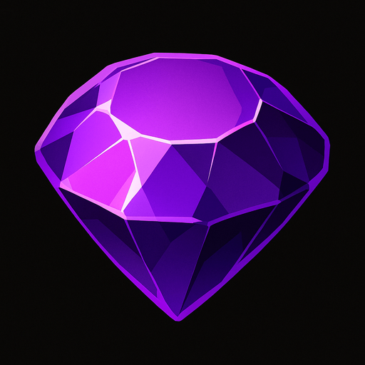 a purple gem not a diamond realistic.
In-Game asset.  2d.  High contrast.  No shadows