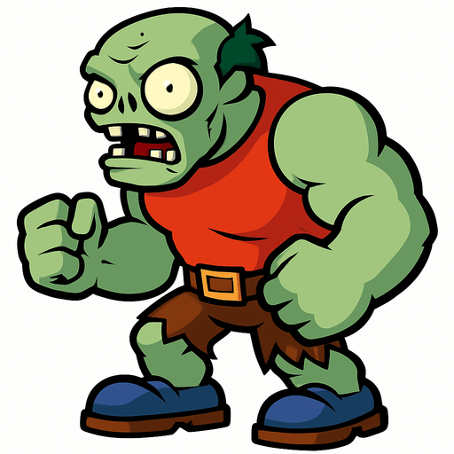 Strong zombie de plantas vs zombies.
In-Game asset.  2d.  High contrast.  No shadows