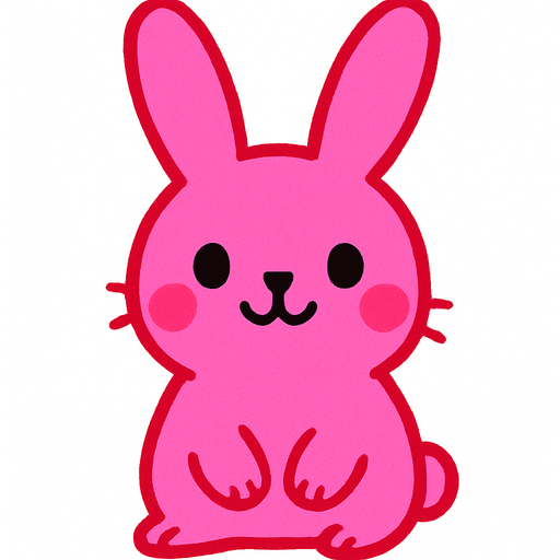 sevimli pembe tavşan.
High contrast.  No shadows