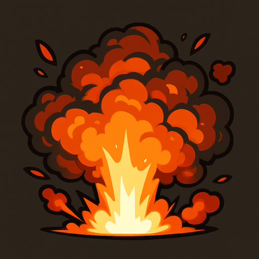 patlama efekti alev duman.
In-Game asset.  2d.  High contrast.  No shadows