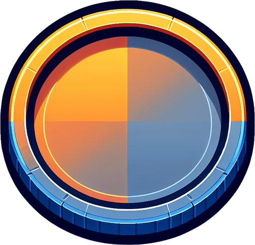 2D coin.
Single Game Texture.  In-Game asset.  2d.  Blank background.  High contrast.  No shadows