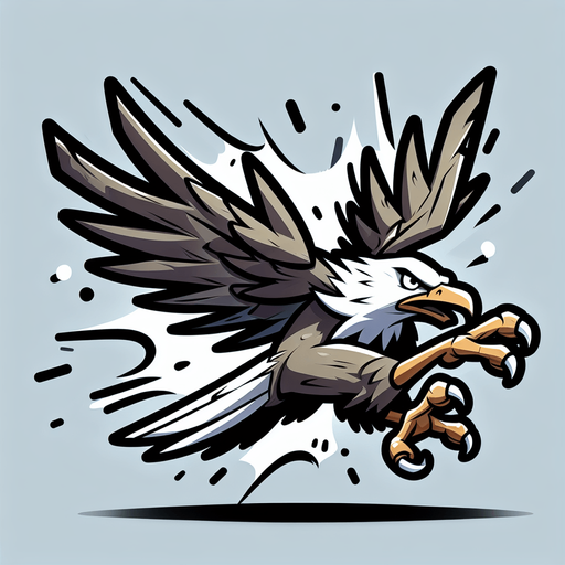 Swooping eagle with talons outstretched. Cartoon
Single Game Texture. In-Game asset. 2d. Blank background. High contrast. No shadows.