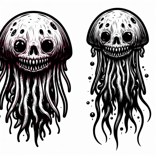 korkunç denizanası.
Single Game Texture.  In-Game asset.  2d.  Blank background.  High contrast.  No shadows