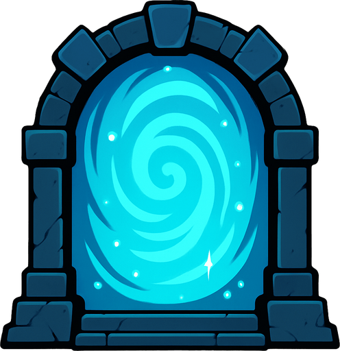 big portal magical door.
In-Game asset.  2d.  High contrast.  No shadows