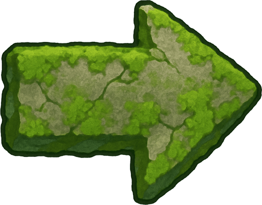 The arrow indicator could have a more authentic look—for example, a stone texture covered with moss, with slightly faded colors..
In-Game asset.  2d.  High contrast.  No shadows