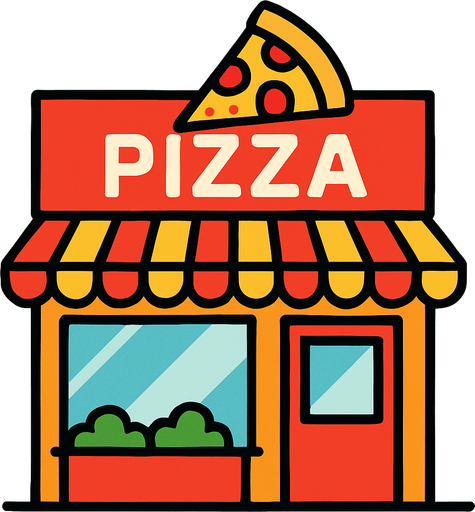pizza store.
In-Game asset.  2d.  High contrast.  No shadows