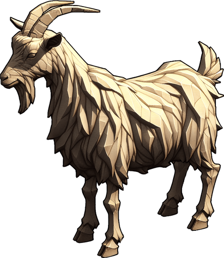 Goat.
Single Game Texture.  In-Game asset.  2d.  Blank background.  No shadows