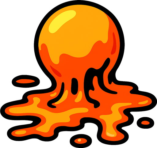 Lav topu erimiş.
In-Game asset.  2d.  High contrast.  No shadows