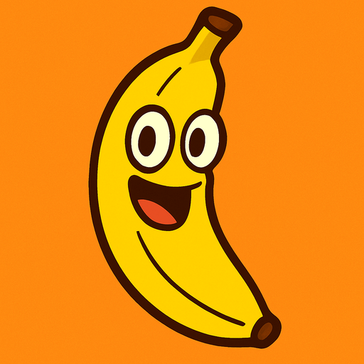 banana cartoon stile.
In-Game asset.  2d.  High contrast.  No shadows