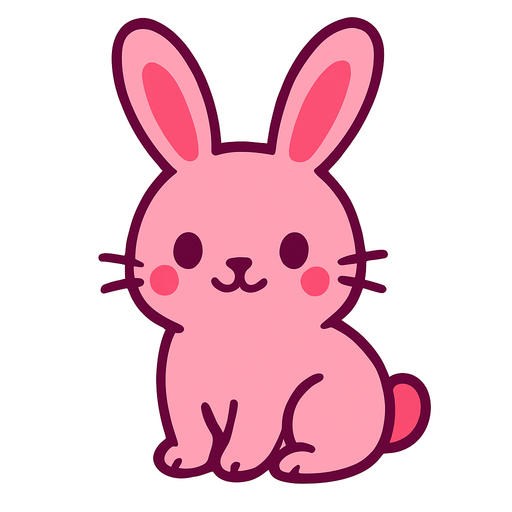 sevimli pembe tavşan.
High contrast.  No shadows