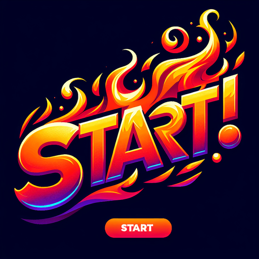 An SVG of the word “Start” written in fire. Cartoon..
Single Game Texture.  In-Game asset.  2d.  Blank background.  High contrast.  No shadows