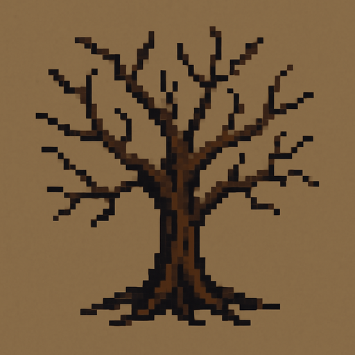 kurumuş ağaç ekle pixel şeklinde.
In-Game asset.  2d.  High contrast.  No shadows