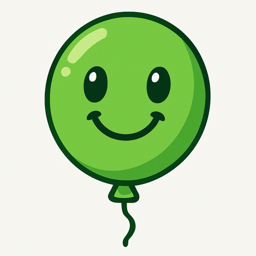 Create a green Ballon with happy face.
In-Game asset.  2d.  No shadows