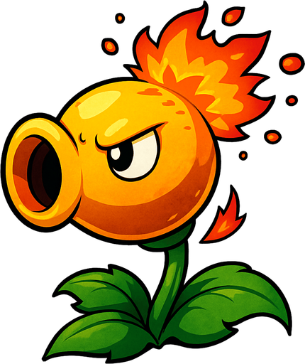 explosivepeashooter de plantas vs zombie fusion.
In-Game asset.  2d.  High contrast
