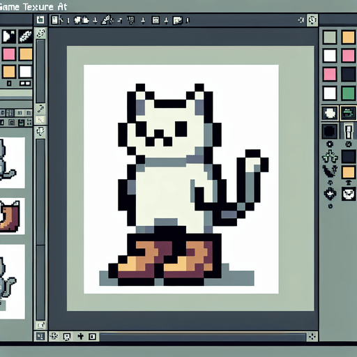 Çizmeli kedi pixel art.
Single Game Texture.  In-Game asset.  2d.  Blank background.  High contrast.  No shadows