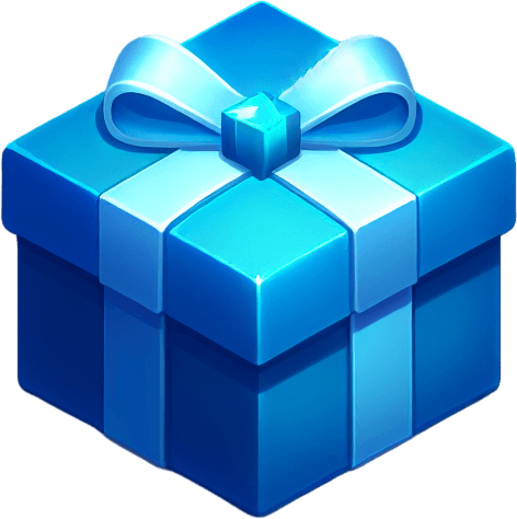 A blue christmas present. Single Game Texture. In-Game asset. 2d. Blank background. High contrast. No shadows.