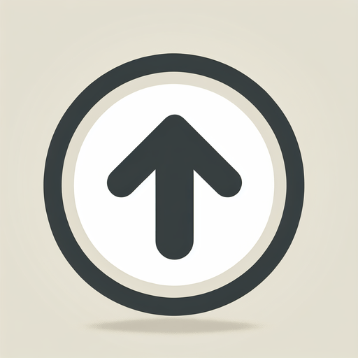 round button with a big "up" arrow icon and a small line under it.
UI