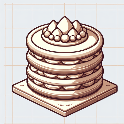 gâteau.
Single Game Texture.  In-Game asset.  2d.  Blank background.  High contrast.  No shadows