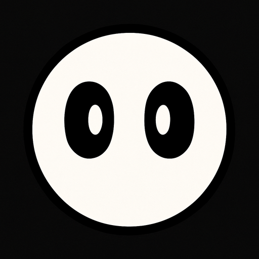 White circle with two eyes, seen from above..
In-Game asset.  2d.  High contrast.  No shadows