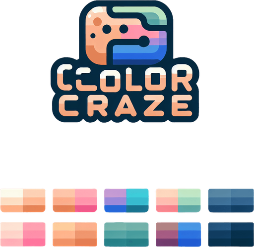 A logo for the game showing the title "Color Craze" with each letter in a different colors, picked from a nice muted palette in simple and clean style..
Single Game Texture. In-Game asset. 2d. Blank background. High contrast. No shadows.