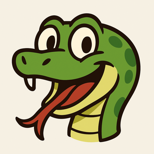 snake head.
In-Game asset.  2d.  No shadows. cartoon. animated. simple. funny