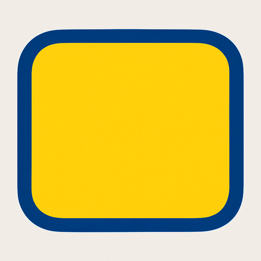 A rounded rectangle frame with both the inside and the border colored — no text inside. Colors can be yellow, blue, or white..
In-Game asset.  2d.  High contrast.  No shadows