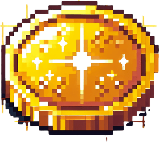 Pixel art style gold coin with shine, top-down view, 32x32, designed for arcade coin collection in a racing game".
Single Game Texture.  In-Game asset.  2d.  Blank background.  High contrast.  No shadows