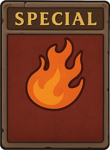 dungeon card game special card with fire logo
. No background. Transparent background. Blank background. No shadows. 2d. In-Game asset. flat