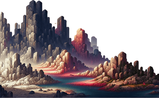 Stone islands of worlds imagination, background, mixed theme, stones_light stones_dark stones_brown stones, mountains..
Single Game Texture. In-Game asset. 2d. Blank background. High contrast. No shadows.