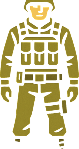 solider from front.
In-Game asset.  2d.  High contrast.  No shadows