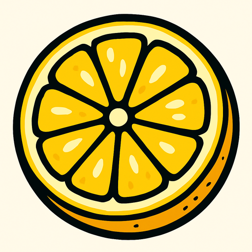 Limon Circular Cortado por la mitad.
In-Game asset.  2d.  High contrast.  No shadows. Cartoon.