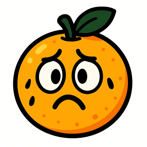 Naranja cute preocupada.
In-Game asset.  2d.  High contrast.  No shadows