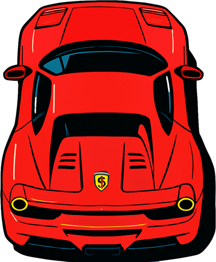 ferrari seen from top.
In-Game asset.  2d.  High contrast.  No shadows