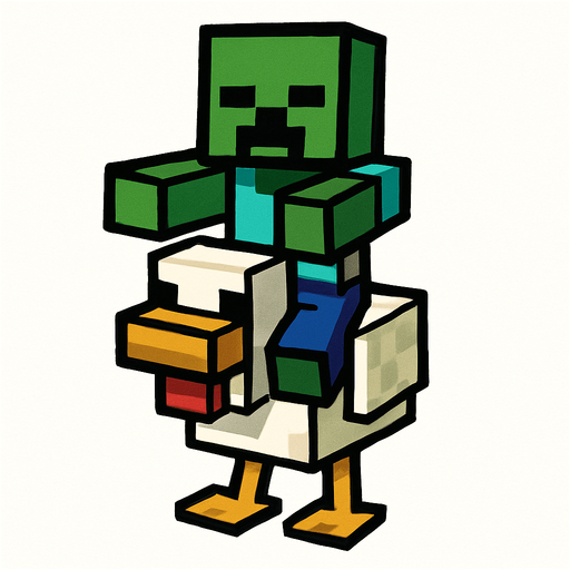 minecraft chiken jokey.
In-Game asset.  2d.  High contrast.  No shadows