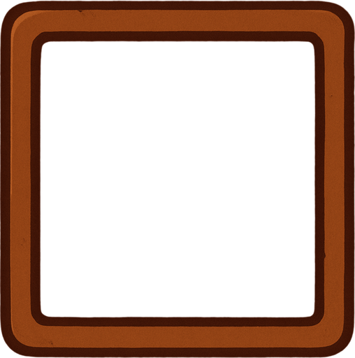ריבוע חלול עם קו מתאר חום.
In-Game asset.  2d.  High contrast.  No shadows