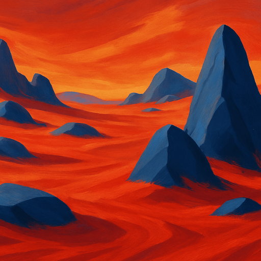 Fullscreen modern App Store landscape banner, 16:9, high definition, red sand with blue rocks jutting out No text on banner!