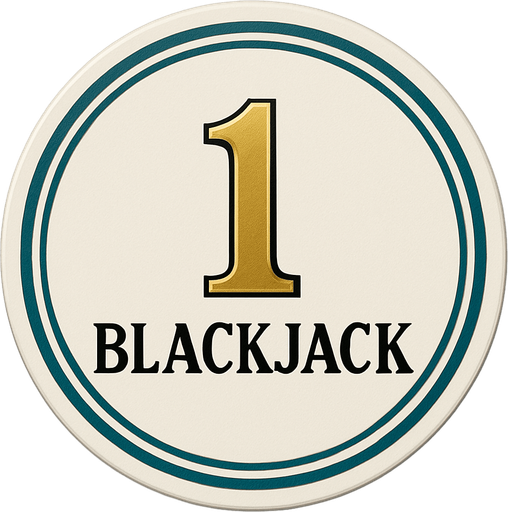 Crea un asset para una ficha de casino de $1 para Blackjack.
Color Principal: Blanco o gris muy claro.
Borde/Detalles: Dos o tres franjas finas en un color que contraste pero sea elegante, como azul zafiro o verde esmeralda.
Valor: El número '1' grande y claro en el centro, en dorado o negro, con una tipografía de casino.
Estilo: Lujoso, limpio, coherente con 'La Tentación Dorada'.".
In-Game asset.  2d.  High contrast.  No shadows