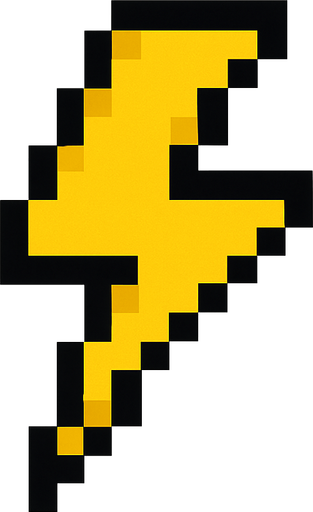Una particular de rayo pixeleada.
In-Game asset.  2d.  High contrast.  No shadows