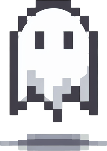 A single Ghost.
Single Game Texture. In-Game asset. 2d. Blank background. High contrast. No shadows.