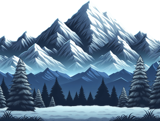 Background mountains, nighttime, snow topped
Single Game Texture. In-Game asset. 2d. Blank background. High contrast. No shadows.