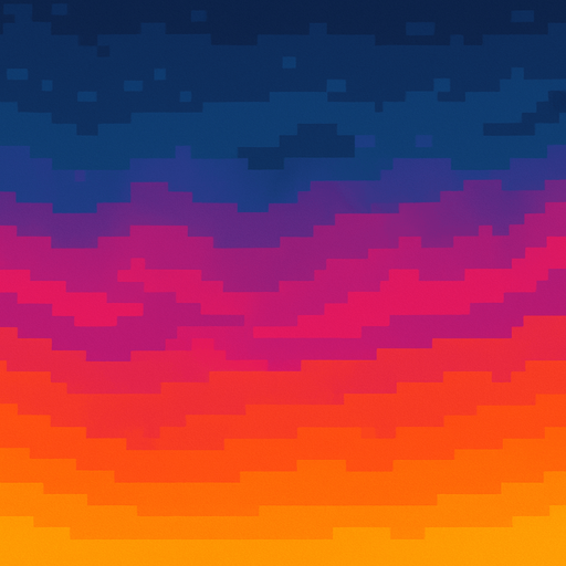 Creame un cielo pixelar hermoso, sin sol ni nubes, ni montañas, nia rboles.
In-Game asset.  2d.  High contrast.  No shadows