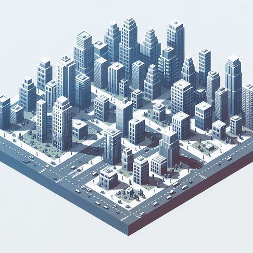Loopable City image.
Single Game Texture.  In-Game asset.  2d.  Blank background.  High contrast.  No shadows