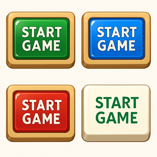 Pack of "Start Game" button of wood, with glass, different colors, transparent, mahjong style
In-Game asset.  High contrast.  No shadows. 3D