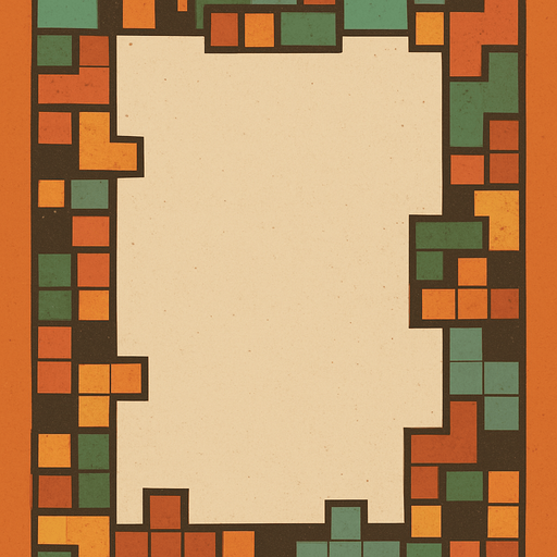 Can you please make it more retro and decorate something in the borders between the thick and thin line that ressembles tetris game?