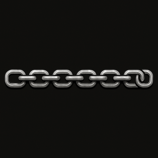 A 20 nodes straight metalic lock chain. High definition.
In-Game asset.  2d.  High contrast.  No shadows