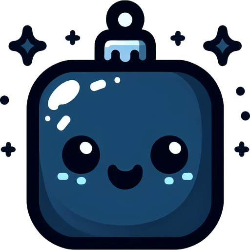 Perfectly square bright dark blue Christmas decoration with cute happyy face. Cartoon style. Cute art style. Simple vector style.