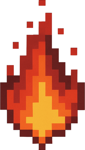 A pixelated fire that is upside down.
High contrast.  No shadows