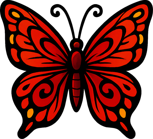 çok güzel renkleri olan ağırlıklı olarak kırmızı renkli kelebek.
In-Game asset.  2d.  High contrast.  No shadows
