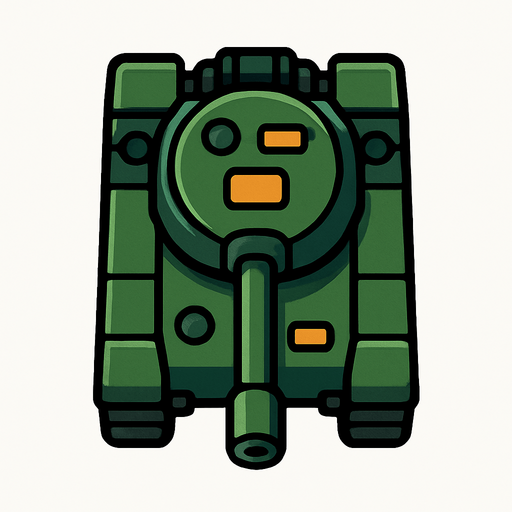 Tepeden bakış tank.
In-Game asset.  2d.  High contrast.  No shadows