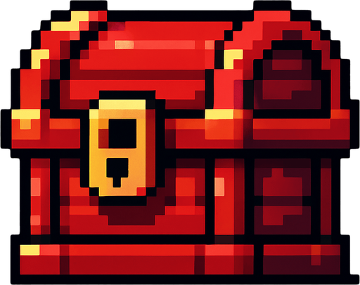 2d pixel kırmızı gizemli bir hazine sandığı.
In-Game asset.  2d.  High contrast.  No shadows